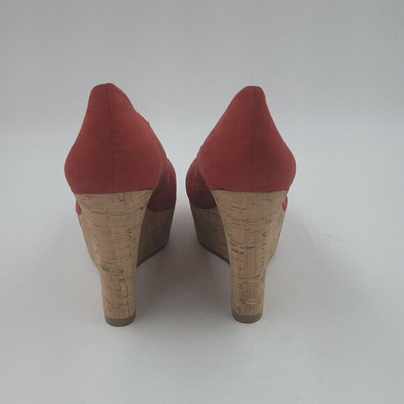 Boston Proper Pammy Red Platform Cork Wedge Closed Toe Heel Women's Size 10M - Picture 4 of 12